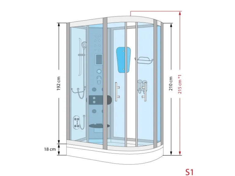 AquaVapore Dusche Duschkabine D60-73T2R-EC Duschtempel Sauna 80x120 cm