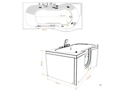 AquaVapore Seniorenwanne mit Tür Whirlpool S12-TH-AIR-L Badewanne 170x85cm