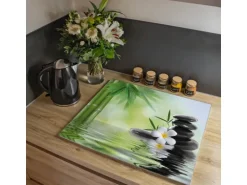 Banjado Herdabdeckplatte Glas 1 Teilig 60x52CM Schneidebrett Herdabdeckung Mit Motiv Steine & Relax 6