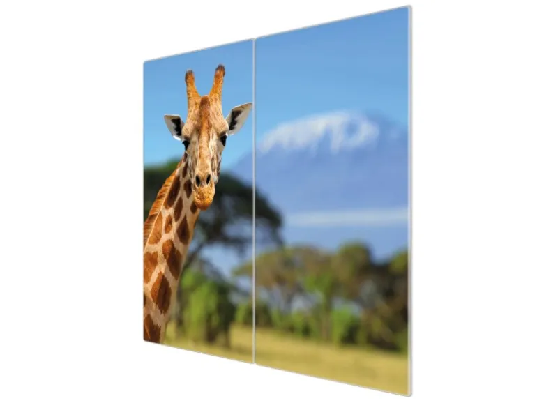Banjado Herdabdeckplatte Glas 2 Teilig Je 30x52CM Schneidebrett Herdabdeckung Mit Motiv Miss Kilimandscharo