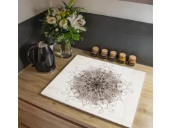 Banjado Herdabdeckplatte Glas 1 Teilig 60x52CM Schneidebrett Herdabdeckung Mit Motiv Mehendi