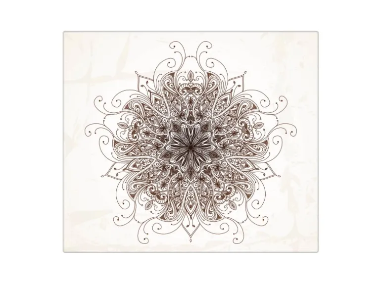 Banjado Herdabdeckplatte Glas 1 Teilig 60x52CM Schneidebrett Herdabdeckung Mit Motiv Mehendi