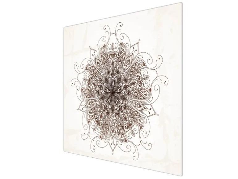Banjado Herdabdeckplatte Glas 1 Teilig 60x52CM Schneidebrett Herdabdeckung Mit Motiv Mehendi