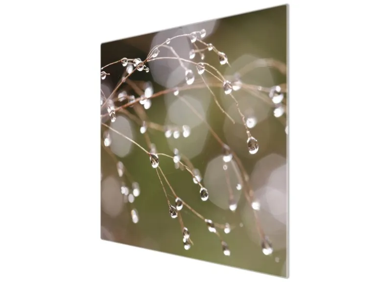 Banjado Herdabdeckplatte Glas 1 Teilig 60x52CM Schneidebrett Herdabdeckung Mit Motiv Tau Auf Zweigen