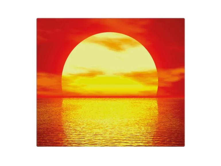 Banjado Herdabdeckplatte Glas 1 Teilig 60x52CM Schneidebrett Herdabdeckung Mit Motiv Sonnenuntergang
