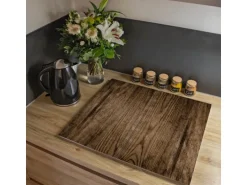 Banjado Herdabdeckplatte Glas 2 Teilig Je 30x52CM Schneidebrett Herdabdeckung Mit Motiv Maserung Dunkel