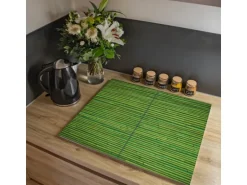 Banjado Herdabdeckplatte Glas 2 Teilig Je 30x52CM Schneidebrett Herdabdeckung Mit Motiv Bambus Grün