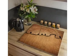 Banjado Herdabdeckplatte Glas 1 Teilig 60x52CM Schneidebrett Herdabdeckung Mit Motiv Holz