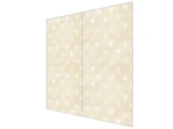 Banjado Herdabdeckplatte Glas 2 Teilig Je 30x52CM Schneidebrett Herdabdeckung Mit Motiv Beige Herzen