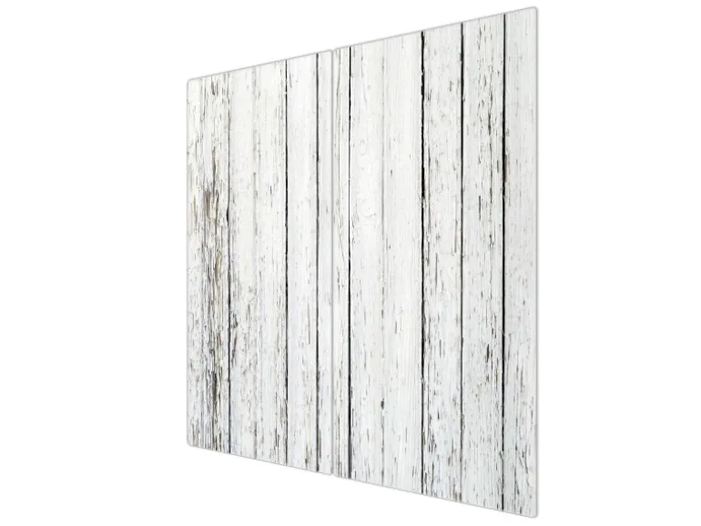Banjado Herdabdeckplatte Glas 2 Teilig Je 30x52CM Schneidebrett Herdabdeckung Mit Motiv Weißer Bretterzaun