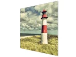 Banjado Herdabdeckplatte Glas 2 Teilig Je 30x52CM Schneidebrett Herdabdeckung Mit Motiv Leuchtturm Sylt