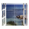 Banjado Herdabdeckplatte Glas 2 Teilig Je 30x52CM Schneidebrett Herdabdeckung Mit Motiv Fensterpanorama