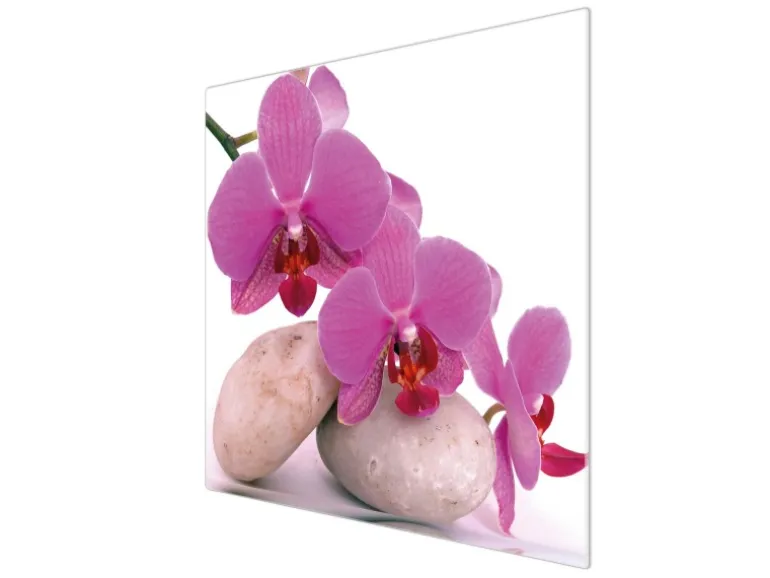 Banjado Herdabdeckplatte Glas 1 Teilig 60x52CM Schneidebrett Herdabdeckung Mit Motiv Orchidee