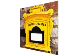 Banjado Herdabdeckplatte Glas 2 Teilig Je 30x52CM Schneidebrett Herdabdeckung Mit Motiv Historischer Postkasten