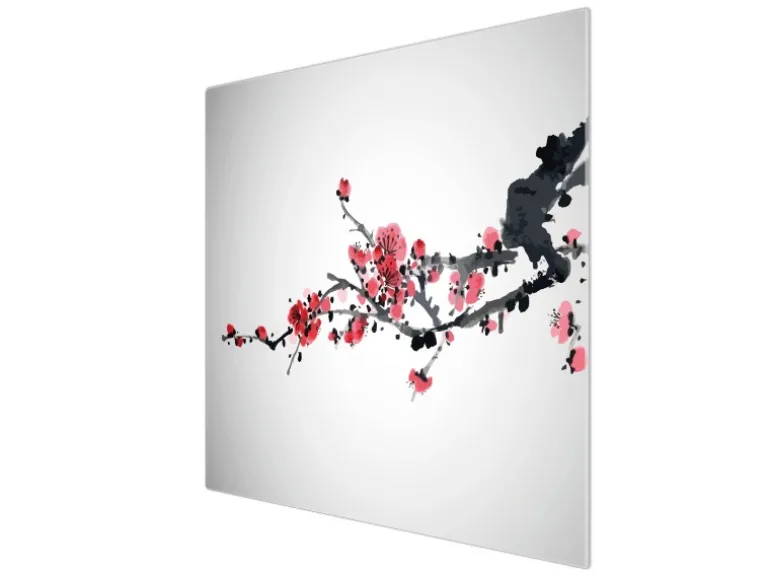 Banjado Herdabdeckplatte Glas 1 Teilig 60x52CM Schneidebrett Herdabdeckung Mit Motiv Japanische Blüten 2