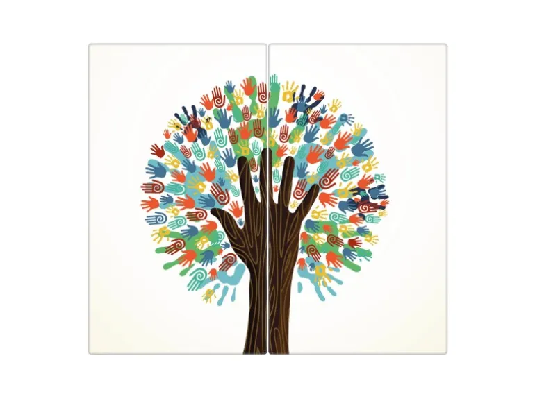 Banjado Herdabdeckplatte Glas 2 Teilig Je 30x52CM Schneidebrett Herdabdeckung Mit Motiv We Are The World