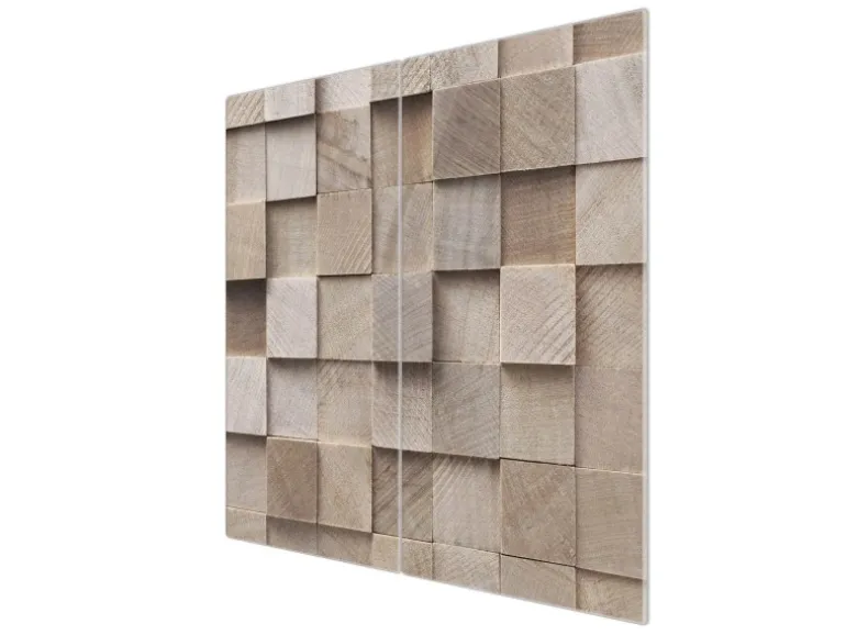 Banjado Herdabdeckplatte Glas 2 Teilig Je 30x52CM Schneidebrett Herdabdeckung Mit Motiv Bauklötze Relief