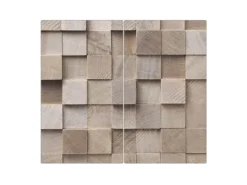 Banjado Herdabdeckplatte Glas 2 Teilig Je 30x52CM Schneidebrett Herdabdeckung Mit Motiv Bauklötze Relief