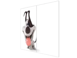 Banjado Herdabdeckplatte Glas 2 Teilig Je 30x52CM Schneidebrett Herdabdeckung Mit Motiv Comic-Hund