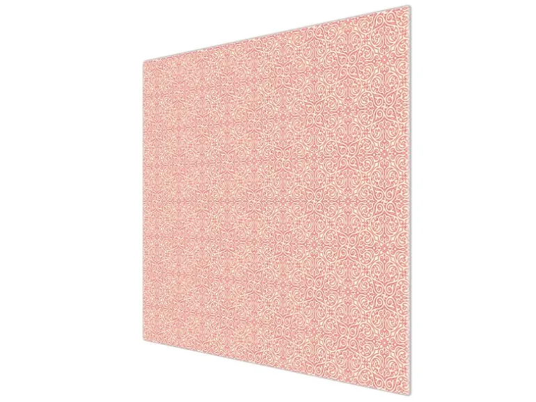 Banjado Herdabdeckplatte Glas 1 Teilig 60x52CM Schneidebrett Herdabdeckung Mit Motiv Rosa Arabesque