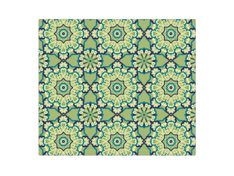 Banjado Herdabdeckplatte Glas 1 Teilig 60x52CM Schneidebrett Herdabdeckung Mit Motiv Kaleidoscop Grün
