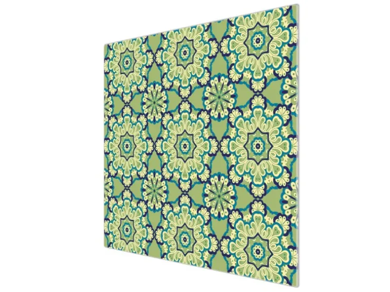 Banjado Herdabdeckplatte Glas 1 Teilig 60x52CM Schneidebrett Herdabdeckung Mit Motiv Kaleidoscop Grün