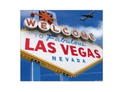 Banjado Herdabdeckplatte Glas 1 Teilig 60x52CM Schneidebrett Herdabdeckung Mit Motiv Las Vegas