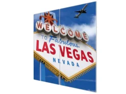 Banjado Herdabdeckplatte Glas 2 Teilig Je 30x52CM Schneidebrett Herdabdeckung Mit Motiv Las Vegas