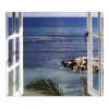 Banjado Herdabdeckplatte Glas 1 Teilig 60x52CM Schneidebrett Herdabdeckung Mit Motiv Fensterpanorama