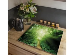 Banjado Herdabdeckplatte Glas 1 Teilig 60x52CM Schneidebrett Herdabdeckung Mit Motiv Dschungel Malaysia