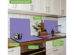Banjado Herdabdeckplatte Glas 1 Teilig 60x52CM Schneidebrett Herdabdeckung Mit Motiv Lavendel