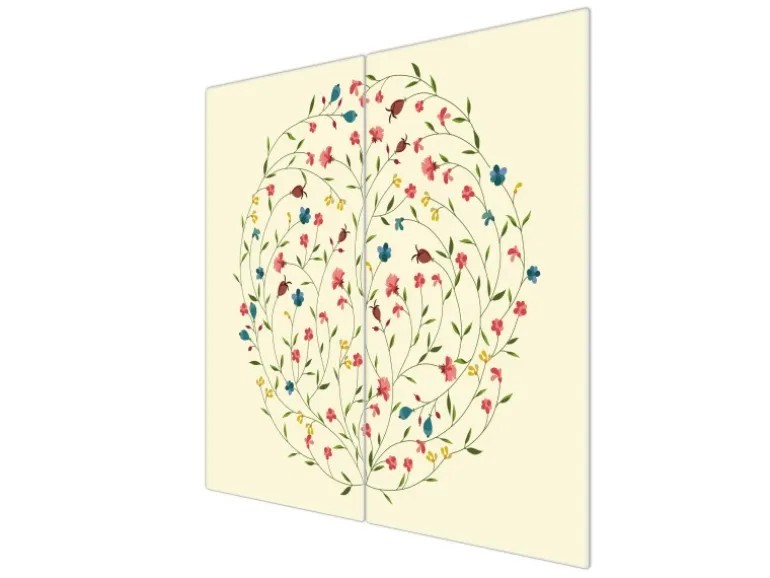 Banjado Herdabdeckplatte Glas 2 Teilig Je 30x52CM Schneidebrett Herdabdeckung Mit Motiv Blumenreigen
