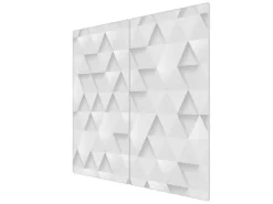 Banjado Herdabdeckplatte Glas 2 Teilig Je 30x52CM Schneidebrett Herdabdeckung Mit Motiv Weisse Dreiecke
