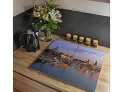 Banjado Herdabdeckplatte Glas 2 Teilig Je 30x52CM Schneidebrett Herdabdeckung Mit Motiv Dresden