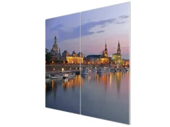 Banjado Herdabdeckplatte Glas 2 Teilig Je 30x52CM Schneidebrett Herdabdeckung Mit Motiv Dresden