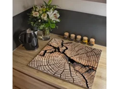 Banjado Herdabdeckplatte Glas 1 Teilig 60x52CM Schneidebrett Herdabdeckung Mit Motiv Zeichen Der Zeit