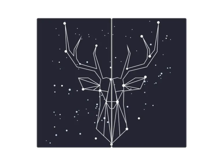 Banjado Herdabdeckplatte Glas 2 Teilig Je 30x52CM Schneidebrett Herdabdeckung Mit Motiv Sternbild Hirsch