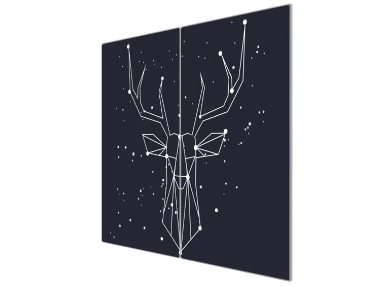 Banjado Herdabdeckplatte Glas 2 Teilig Je 30x52CM Schneidebrett Herdabdeckung Mit Motiv Sternbild Hirsch
