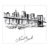 Banjado Herdabdeckplatte Glas 2 Teilig Je 30x52CM Schneidebrett Herdabdeckung Mit Motiv New York Skizze