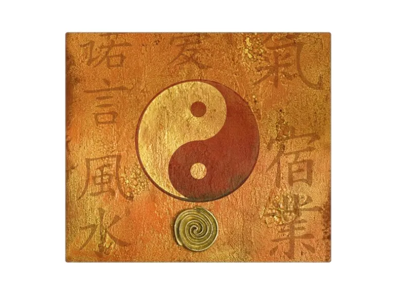 Banjado Herdabdeckplatte Glas 1 Teilig 60x52CM Schneidebrett Herdabdeckung Mit Motiv Yin Yang