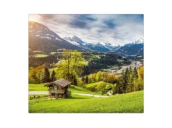 Banjado Herdabdeckplatte Glas 1 Teilig 60x52CM Schneidebrett Herdabdeckung Mit Motiv Berchtesgadener Land