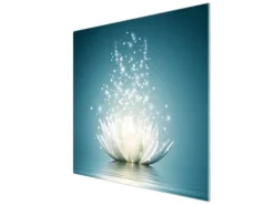 Banjado Herdabdeckplatte Glas 1 Teilig 60x52CM Schneidebrett Herdabdeckung Mit Motiv Magische Lotusblüte