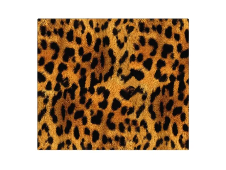 Banjado Herdabdeckplatte Glas 1 Teilig 60x52CM Schneidebrett Herdabdeckung Mit Motiv Leopard