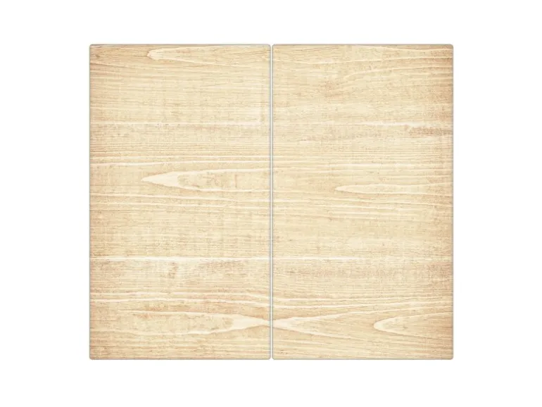 Banjado Herdabdeckplatte Glas 2 Teilig Je 30x52CM Schneidebrett Herdabdeckung Mit Motiv Bretter