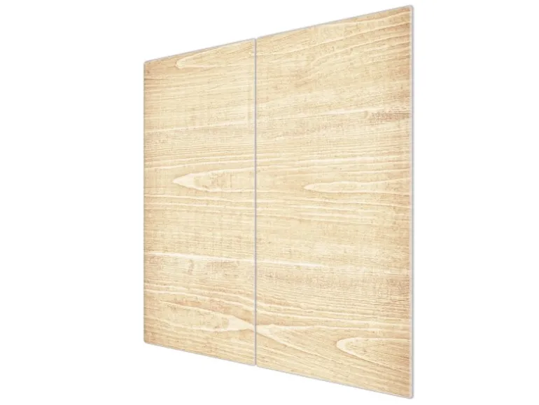 Banjado Herdabdeckplatte Glas 2 Teilig Je 30x52CM Schneidebrett Herdabdeckung Mit Motiv Bretter