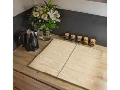 Banjado Herdabdeckplatte Glas 2 Teilig Je 30x52CM Schneidebrett Herdabdeckung Mit Motiv Bretter