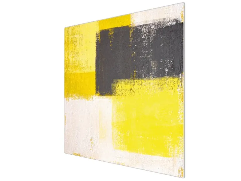 Banjado Herdabdeckplatte Glas 1 Teilig 60x52CM Schneidebrett Herdabdeckung Mit Motiv Abstrakt Gelb