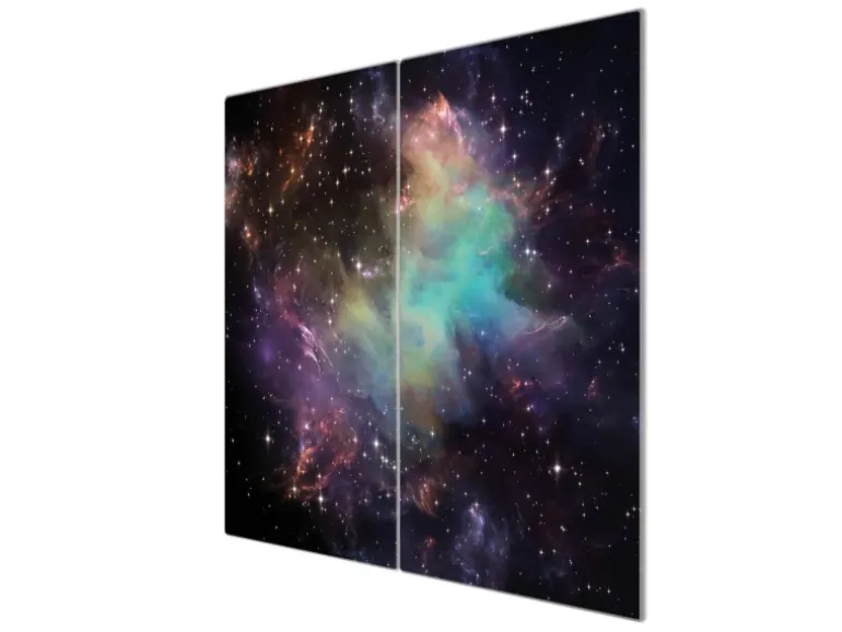 Banjado Herdabdeckplatte Glas 2 Teilig Je 30x52CM Schneidebrett Herdabdeckung Mit Motiv Im Weltall 2