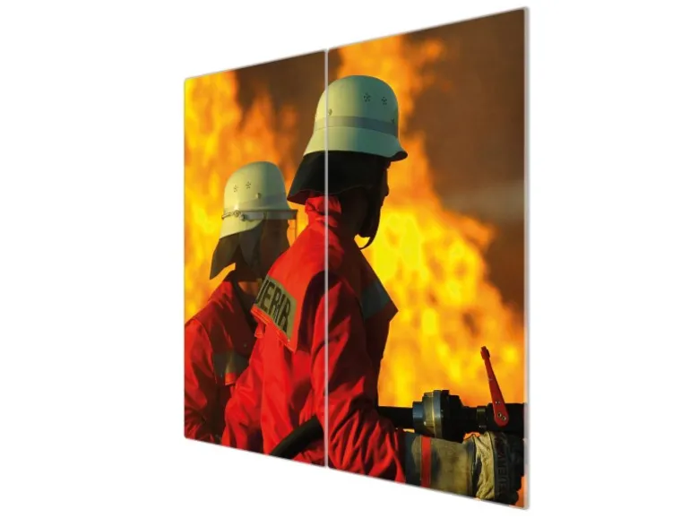 Banjado Herdabdeckplatte Glas 2 Teilig Je 30x52CM Schneidebrett Herdabdeckung Mit Motiv Feuer