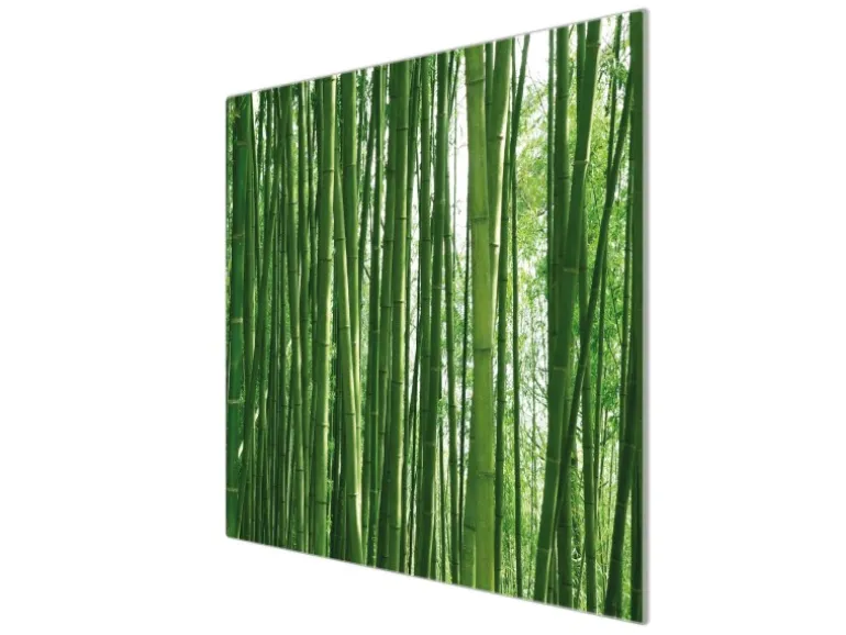Banjado Herdabdeckplatte Glas 1 Teilig 60x52CM Schneidebrett Herdabdeckung Mit Motiv Bambus
